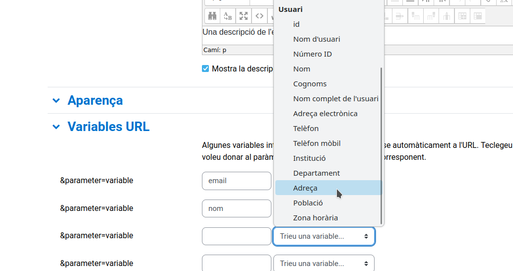 Screenshot variables url